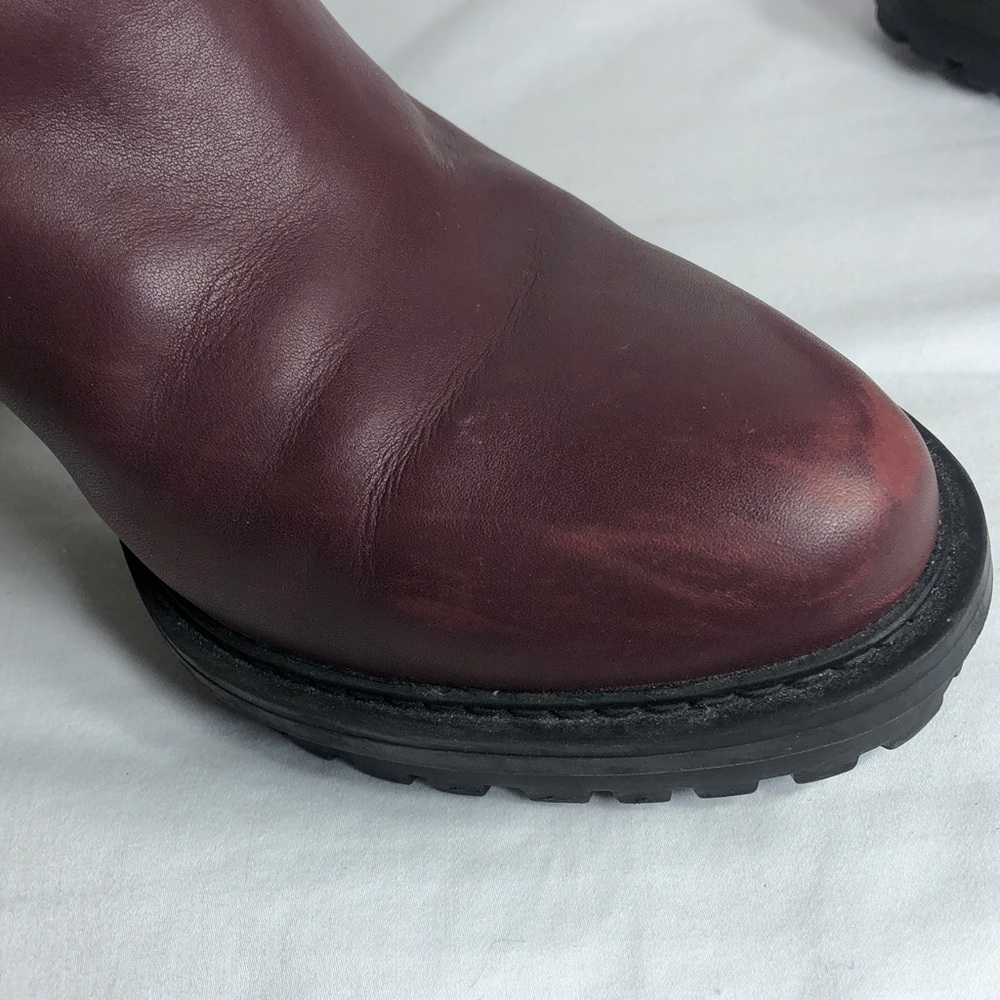 Lucky Brand Women's Wine Leather Block Heel Ankle Bajax Boots, Size 8 1/2M - Picture 8 of 11